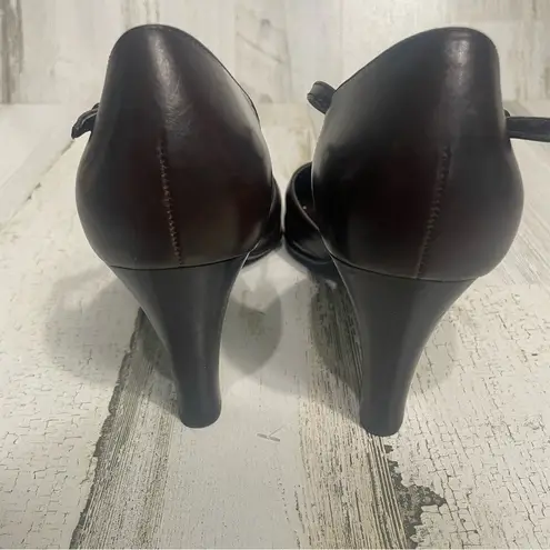 Franco Sarto  Leather Square Toe Adjustable Ankle Strap Heels Dark Brown size 9.5 thumbnail 3