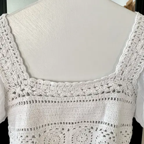 Sim & Sam White  Crochet Cropped Top