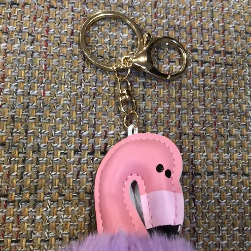 Flamingo Pom Pom Hangtag Pocket Book Purse Bag Decoration Keychain