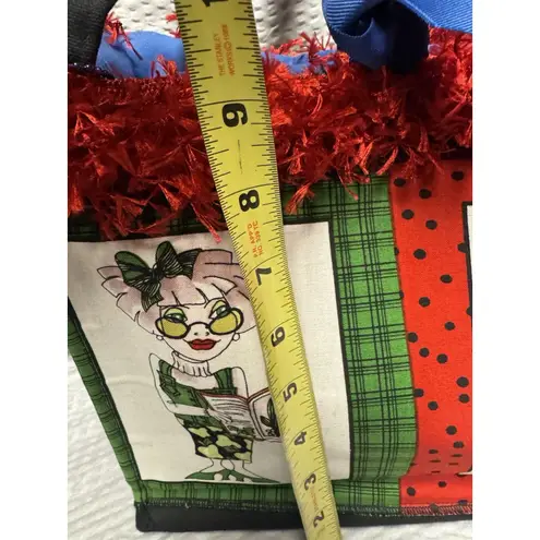 Handmade Purse Priss Novelty Tote Whimsical Women Panels w/red eyelash trim