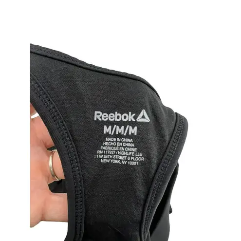 Reebok  Black Logo Racerback Sports Bra Womens Medium