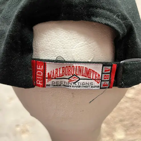 Marlboro Vintage Unlimited Train Red Embroidered Black Adjustable Cap Hat 90s