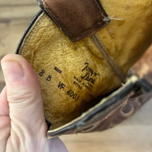 Tony Lama  Santa Fe Western Boots Vaquero Leather Wing Tip Brown