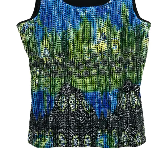 Peter Nygard Y2K Art To Wear Beaded Sequin Tank Top Abstract Wearable Art