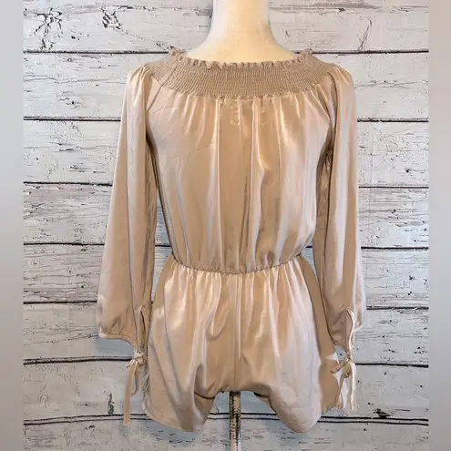 MILLIBON Romper Silky Off the Shoulder Taupe