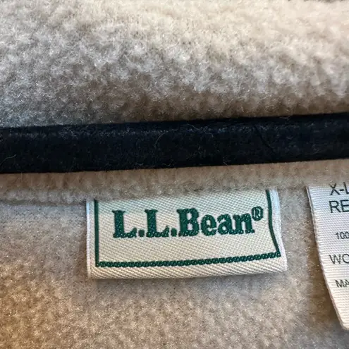 Vintage L.L. Bean Cream Beige Outdoor Fleece Button Down Teddy Jacket Size XL Tan