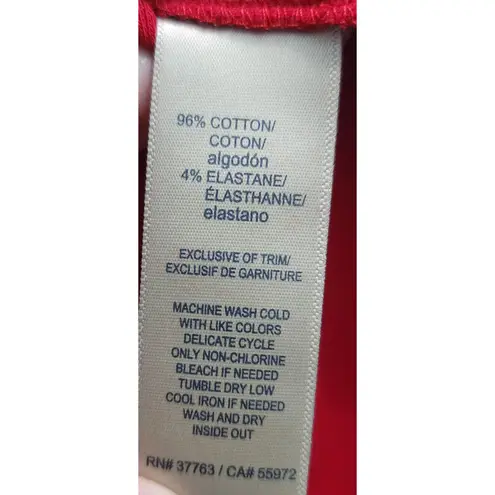 Rafaella Red Mock Neck Long Sleeve Sweater With Silver Button Detail Women's L - Image 5