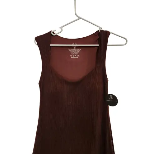 Klassy Network Brown Knit Ribbed Sleeveless Sweetheart Maxi Brami Dress Medium