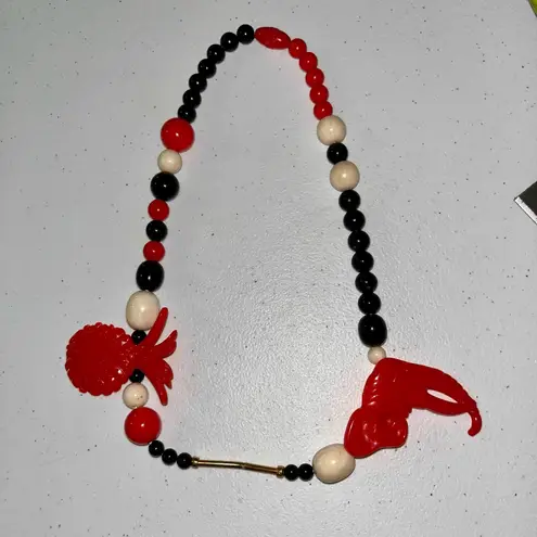None 💙 Vintage Chunky Beaded Necklace with Pineapple & Elephant