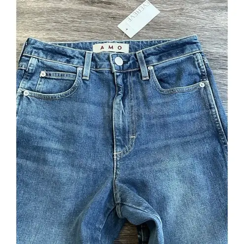 AMO Denim Chloe Crop Pant in Crush Size 27 Bella Crop High Rise Straight Ankle Blue