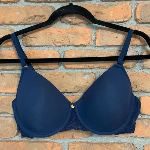 Natori Women's Bliss Perfection Lined Contour Underwire Bra Navy Blue Size 34DD