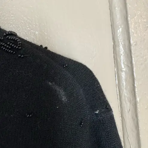 VTG Beaded Cardigan Womens PL Elegant Lambs Will & Angora Black