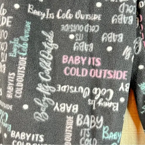 Goodnight Kiss Size Medium Fleece Sleep Pant Drawstring Stretch Waistband Black