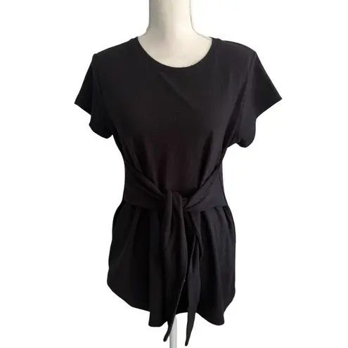 PEA IN THE POD Black Short Sleeve Maternity Tieable Top Size Medium