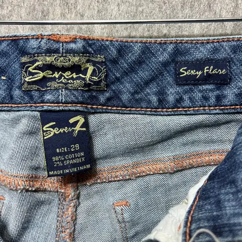 Seven7 Sexy Flare Jeans Low Rise Denim Bootcut Jeans Size 29 Blue