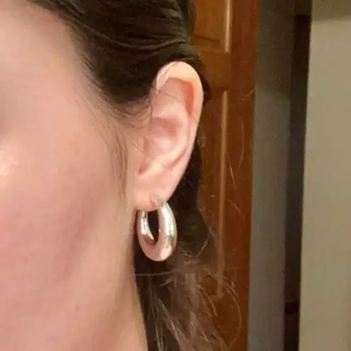 Metallic Silver Hoop Earrings