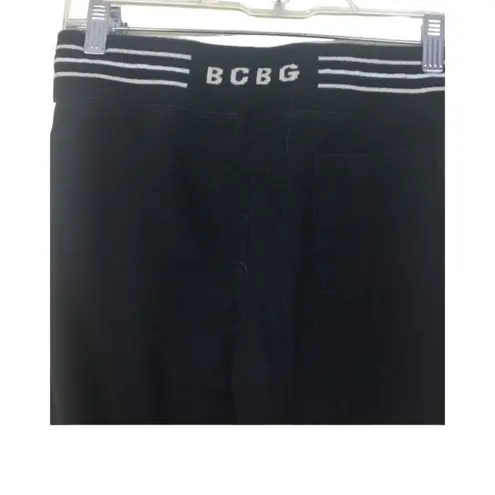 BCBG Size Lg Black Cream Striped Jogger Set Jacket & Pants Lounge Tracksuit