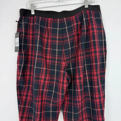 NWT Neiman Marcus Red Tape Plaid Pants Elastic Waistband Red Size XL NEW