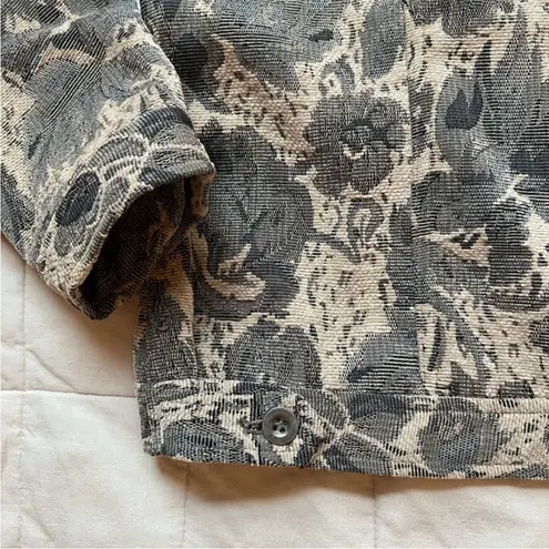 Charter Club Grey & Cream Floral Tapestry Coastal Grannycore Trucker Jacket - XL