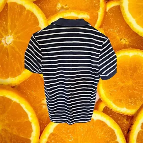 Lacoste Blue and White Striped Polo Size 3‎