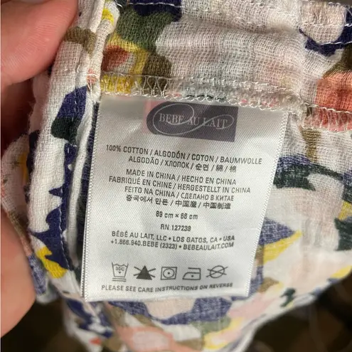 Bebe au Lait Premium Muslin Nursing Scarf Lightweight Breathable Cotton Geo Blue