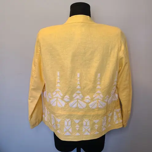 Orvis Women’s Size 4 Embroidered Open Jacket Blazer Linen Blend Cottage Boho