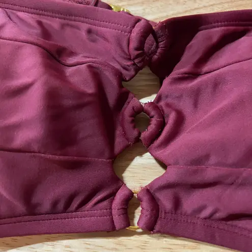 Shade & Shore  Women's Dark Red Bandeau Ring Bikini Top - Size XL - NWT