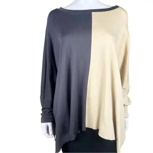 PLANET by Lauren G Lagenlook Two Tone Oversized Swing Top Gray Size undefined