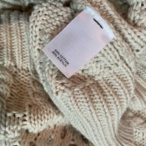 Caslon Oatmeal Beige Open Stich Knit Button Down Cardigan size Medium