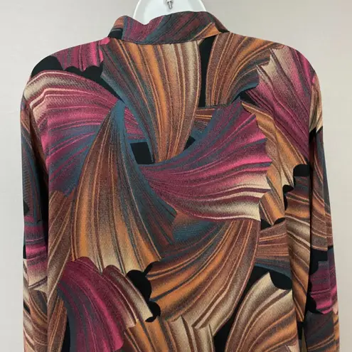 Vintage Blouse Graphic Pattern Handmade FLAWS Long Sleeve Fish Tail Secretary Brown Size M