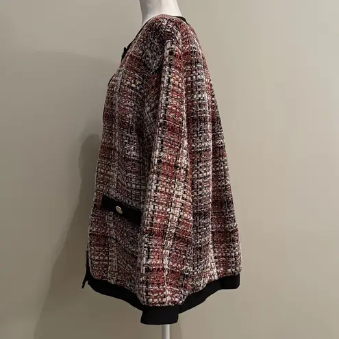 Lini Red Autumn Tweed Paneled Jacket Blazer Black Size L