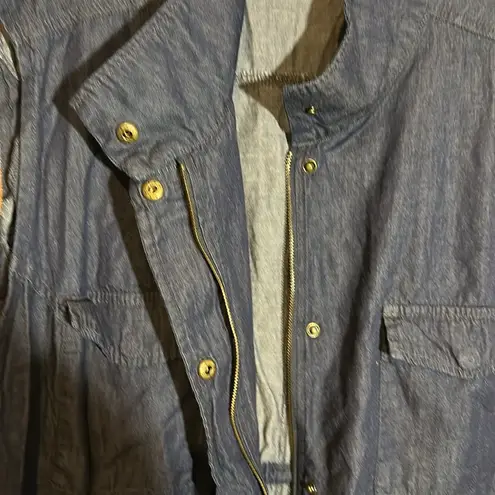 Woman Within Dark Blue Denim Zip and Snap Front Vest or Sleeveless Top 26/28 2X