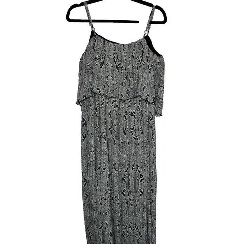 American Rag ‎ Maxi Dress 2X Pleated Lined Black Ruffle Spaghetti Straps