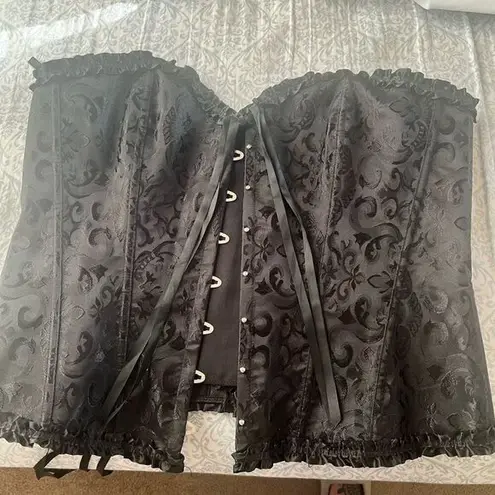 Frederick's of Hollywood Topmelon collection black satin lace sexy goth corset Lingerie 4XL corset size 4