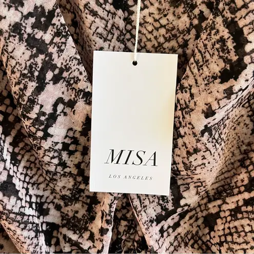 MISA Los Angeles Top Kesara Blouse in Snake Pink & Black Peplum Sz XS NWT