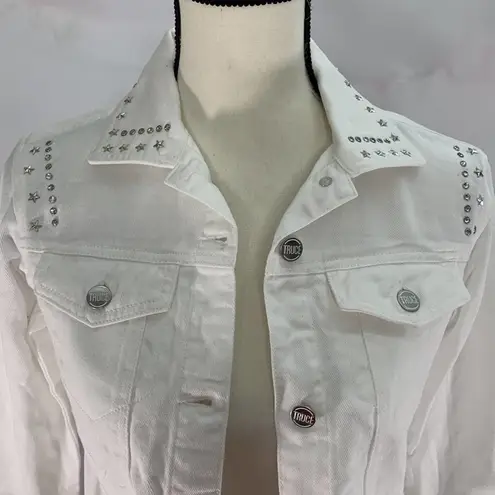 NWT| TRUCE Girl’s Studded Cropped 100% Cotton White Denim Jacket | Women's XS