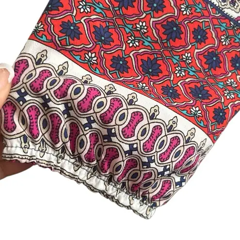 19 Cooper Red Relaxed Boho Tie Front Blouse