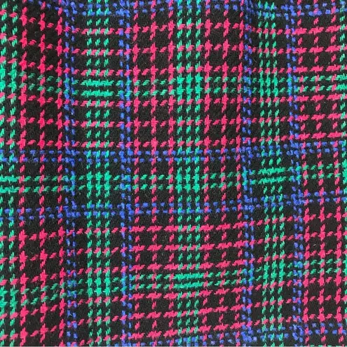Vintage Joan Leslie Tweed Skirt Wool Blend Pink Green Blue Plaid Retro Skirt 6P