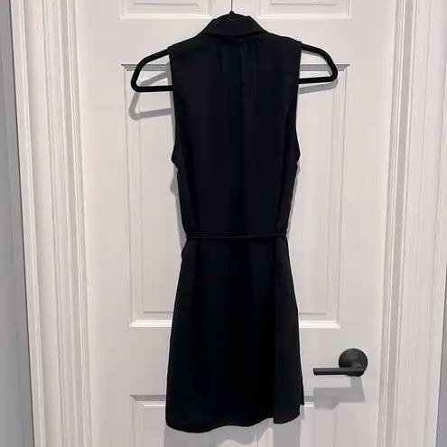 Wilfred Sabine Dress Black Faux Wrap Mini Small Sleeveless V Neck Pockets