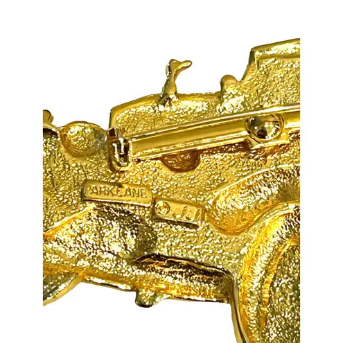 Gold Rolls Royce Brooch Pin 3" Long Designer Signed Parklane JJ Jonette Art Deco