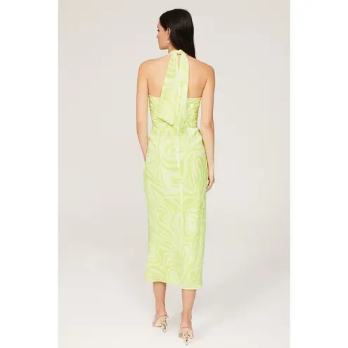 RONNY KOBO X RTR Green Printed Knotted Neckline Waist Cutout Dress Size 4