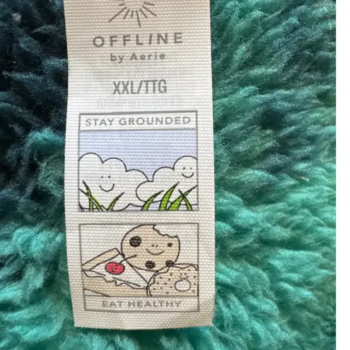 Aerie OFFLINE Green Black Plaid Quarter Zip Fleece Pullover XXL/TTG