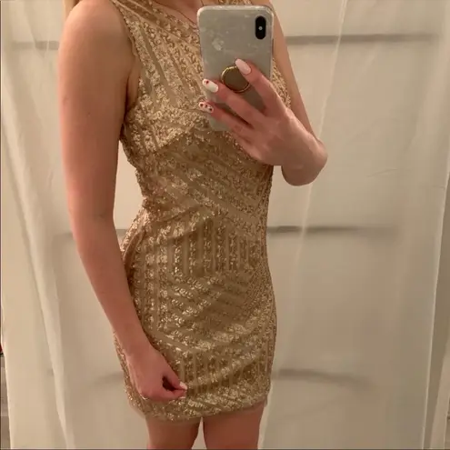 XScape Gold sequin mini dress