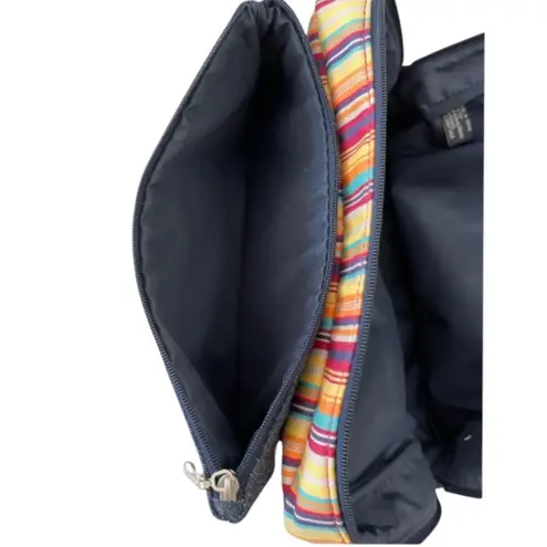 Bath & Body Works Multicolor Striped Toiletries Makeup Travel Tote 11”