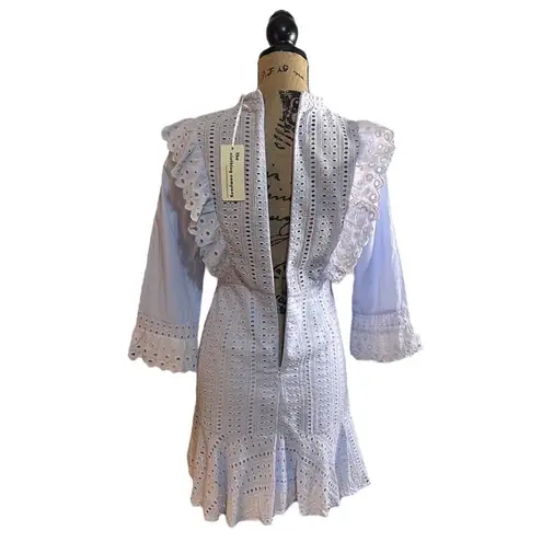The Clothing Company Eyelet Baby Blue Ruffle Mini Dress Size Large
