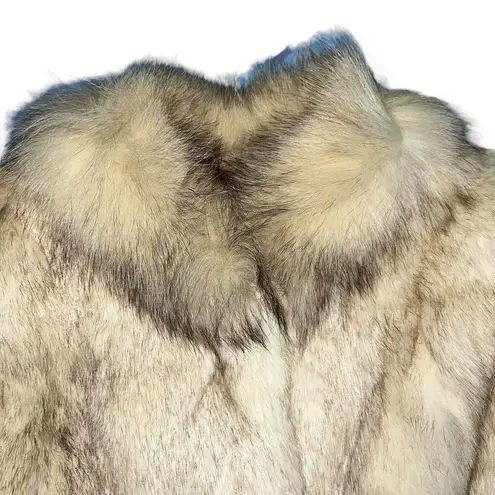 Vintage Bermans Womens Rabbit Fox Fur Coat Jacket Satin Lined Designer Small
