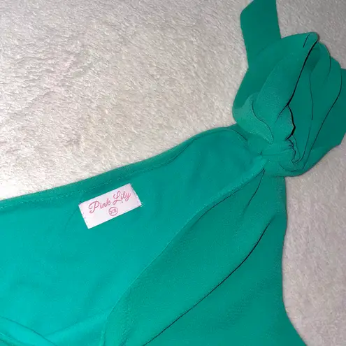 Pink Lily BOUTIQUE One Shoulder Green Mini Dress size XS