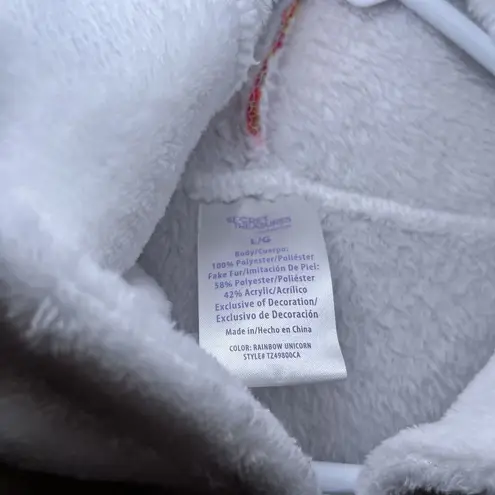 secret treasures Rainbow Unicorn Fleece One Piece Zip Up Hoodie Pajamas Large Costume Halloween