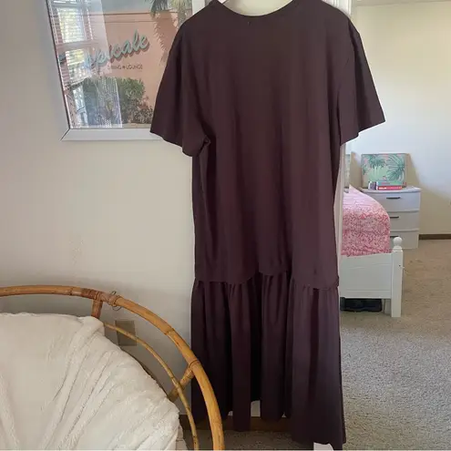 Free People  Beach Herron Drop Waist T-Shirt Midi Dress in Chocolate Brown Large