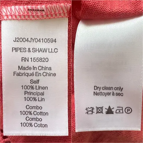 Veronica Beard Top Prema Eyelet Ruffle Crewneck Tee Linen Short Sleeve S